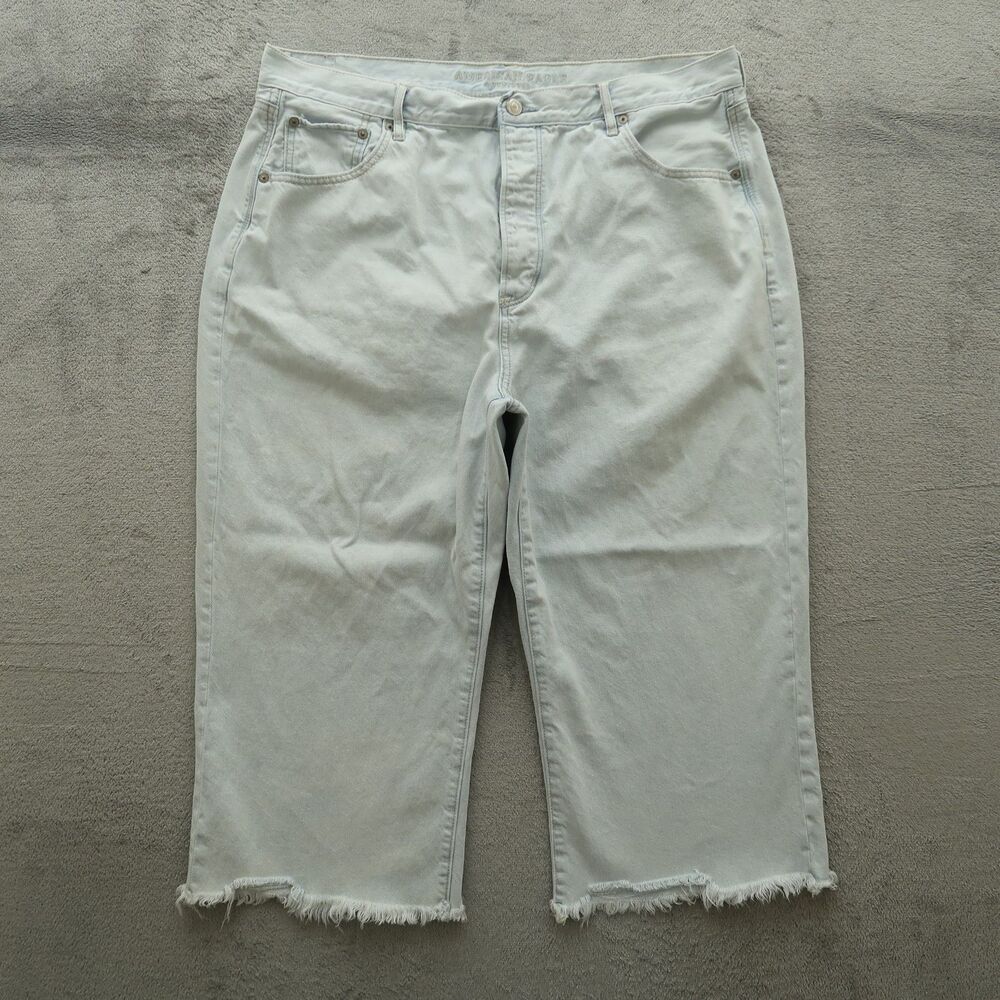 American Eagle Jeans Women's Size 20S High-Rise Wide-Leg Crop Fray 21" Inseam